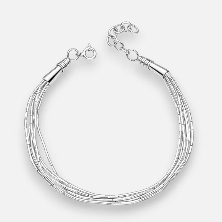 Pulsera Mostacilla 5 Tiras Plata